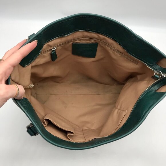 Coach Green Leather Peyton LIN C Embossed Zip Tote Bag F31404 - Picture 6 of 12